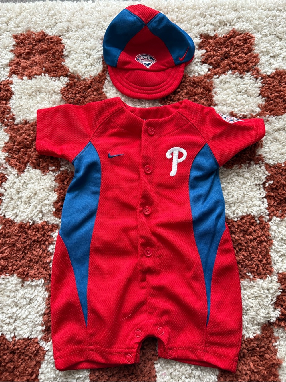 Vintage Nike Phillies Onesie & Baseball Cap Matching Set - Jim Thome #25 3-6mo